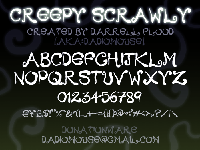 Creepy Scrawly Font poster