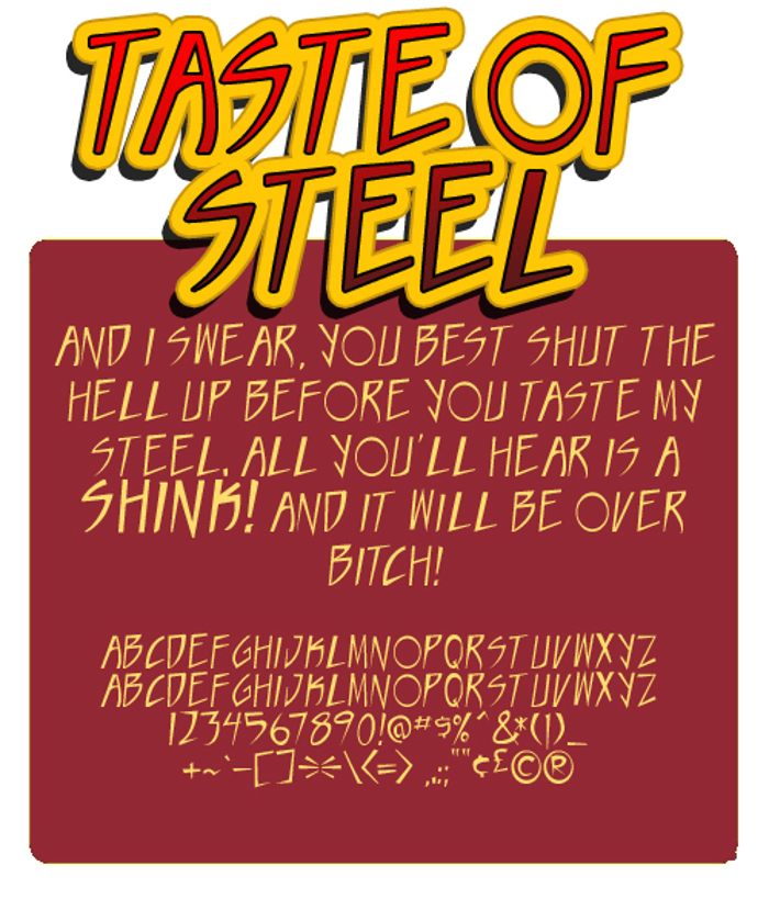 Taste of steel Font poster