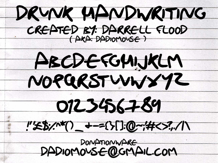 Drunk Handwriting Font poster