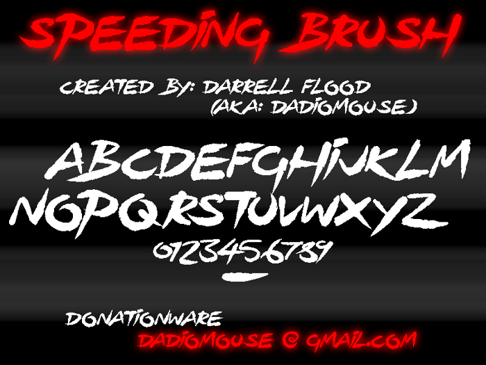 Speeding Brush Font poster