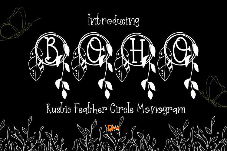 Preview of Rustic Feather Circle Monogram Font