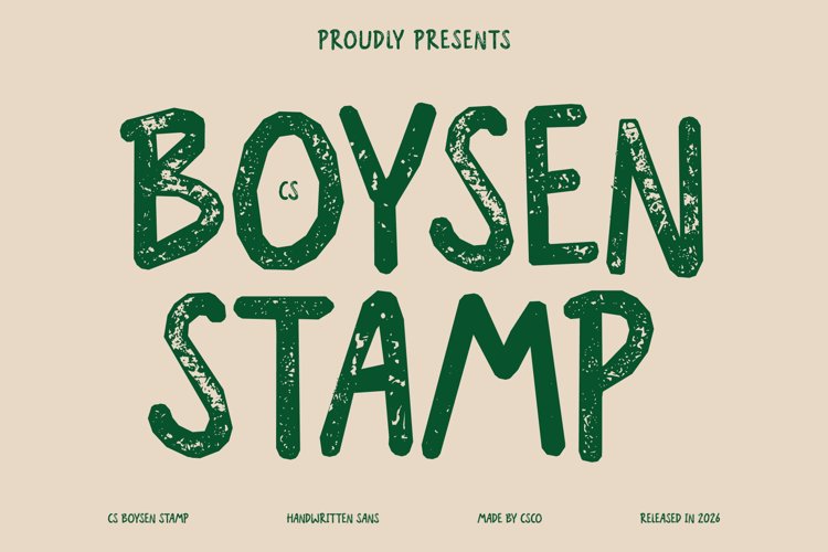 Preview of CS Boysen Stamp Font