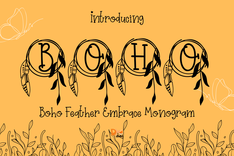 Preview of Boho Feather Charm Monogram Font