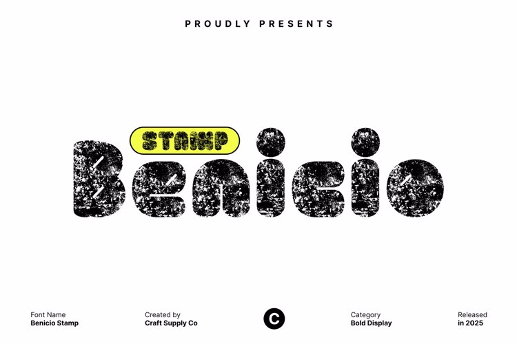 Preview of Benicio Stamp Font