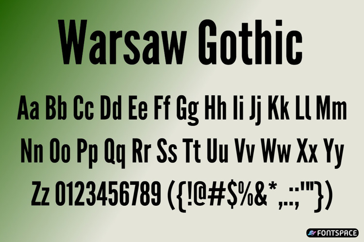 Preview of Warsaw Gothic Font