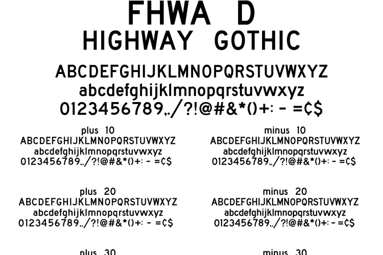 Highway Gothic FHWA Series D 2024 Font