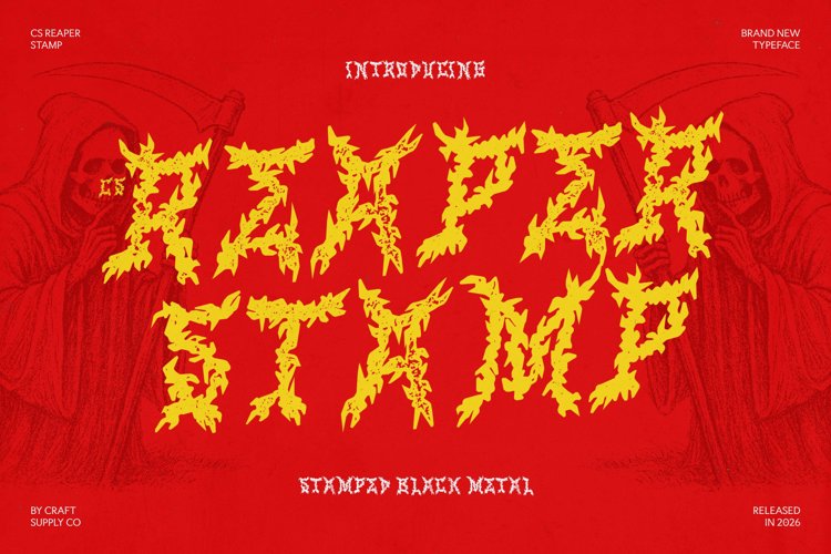 Preview of CS Reaper Stamp Font