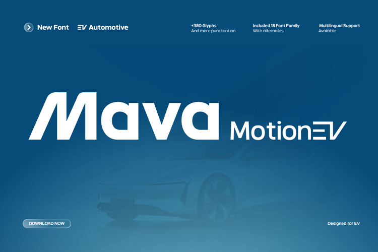 Preview of Mava Motion EV Font