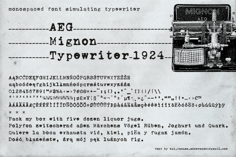 AEG Mignon Typewriter 1924 Font