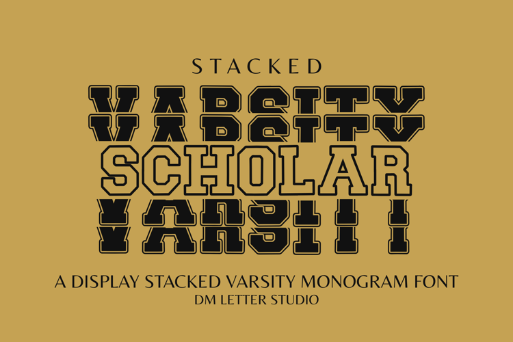 Preview of Scholar Varsity Stacked Monogra Font