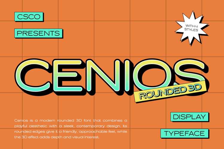 Cenios Rounded 3D Font