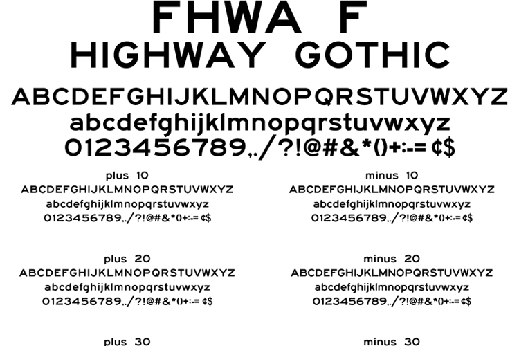 FHWA Series F 2020 Font