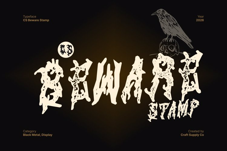 Preview of CS Beware Stamp Font