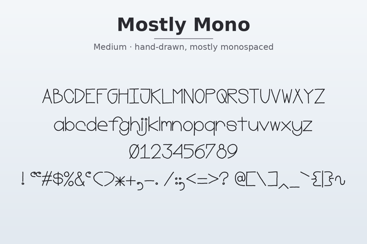 Preview of Mostly Mono Font