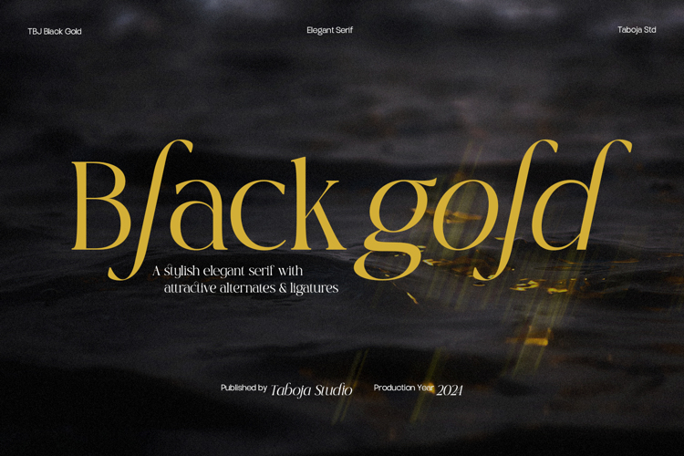 Preview of TBJ Black Gold Serif Italic Font