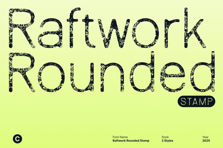 Preview of Raftwork Rounded Stamp Font