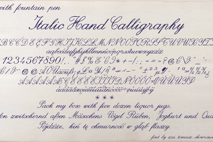 Italic Hand Calligraphy Font
