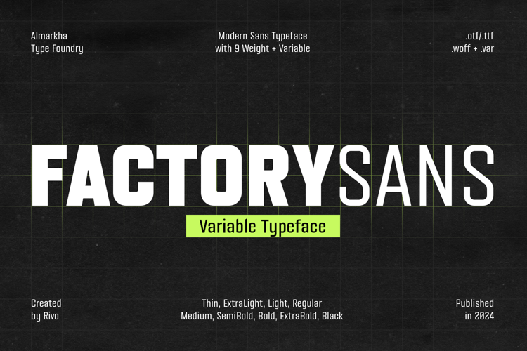 Preview of Factory Sans Font