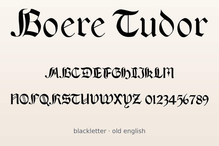 Preview of Boere Tudor Font