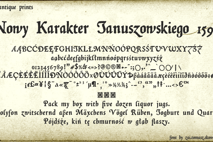 Nowy Karakter Januszowskiego 1594 Font