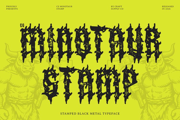 Preview of CS Minotaur Stamp Font