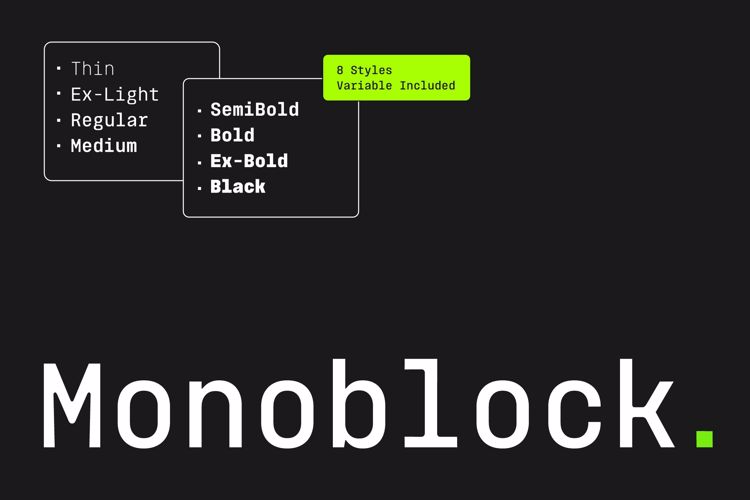 Preview of Monoblock Font