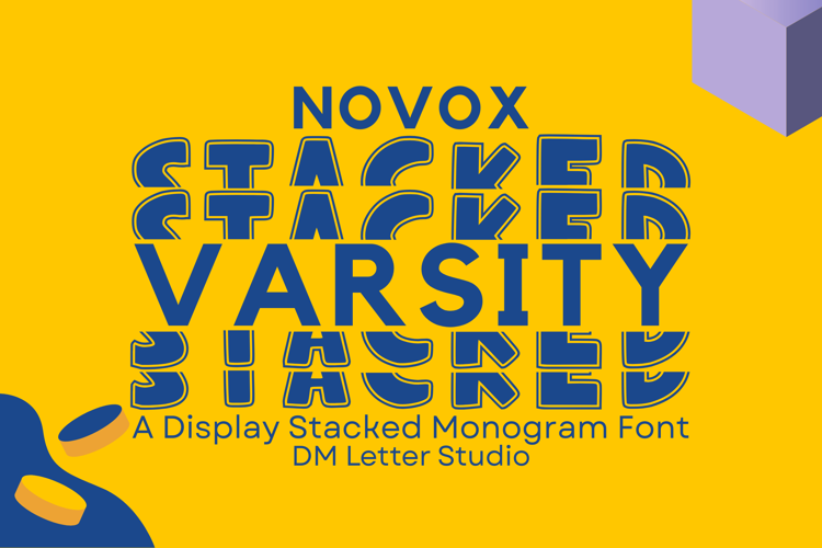Preview of Novox Varsity Stacked Monogram Font