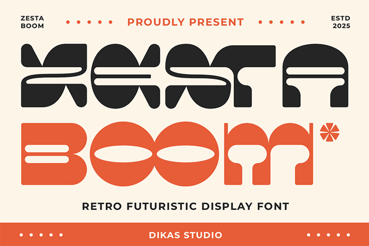 Preview of Zestaboom Font