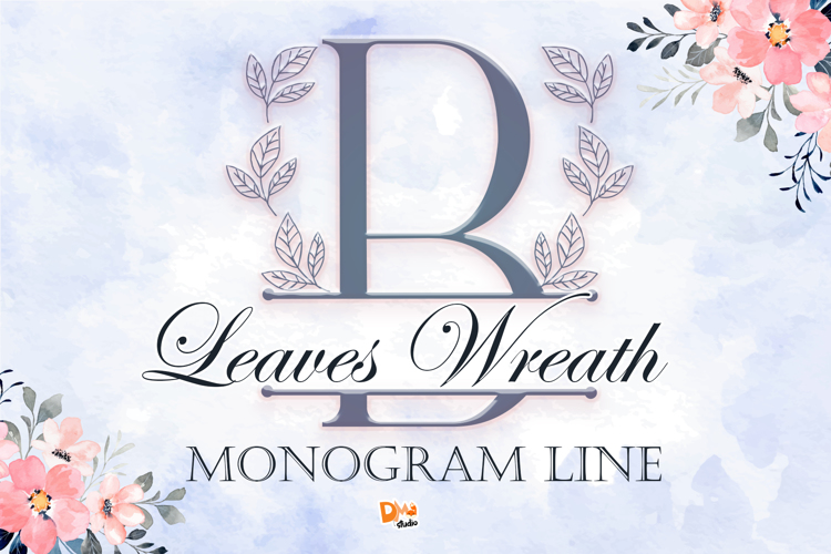 Leaves Wreath Monogram Line Font