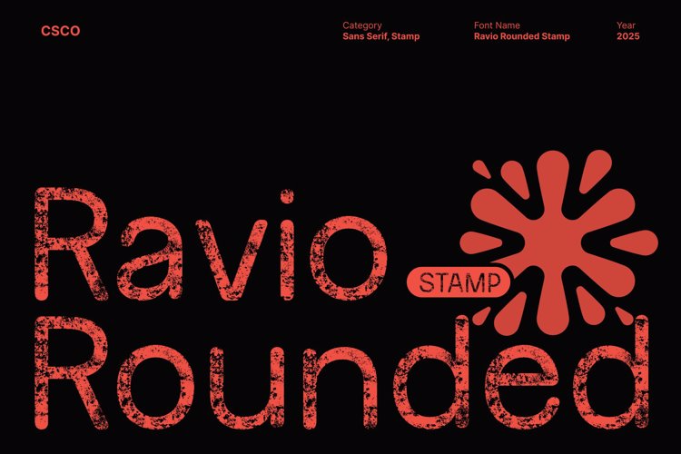 Preview of Ravio Rounded Stamp Font