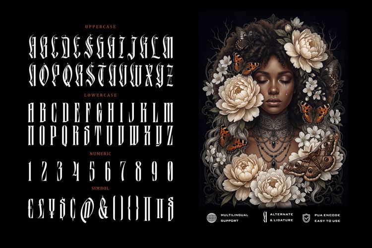 Preview of Black Letterfly Font