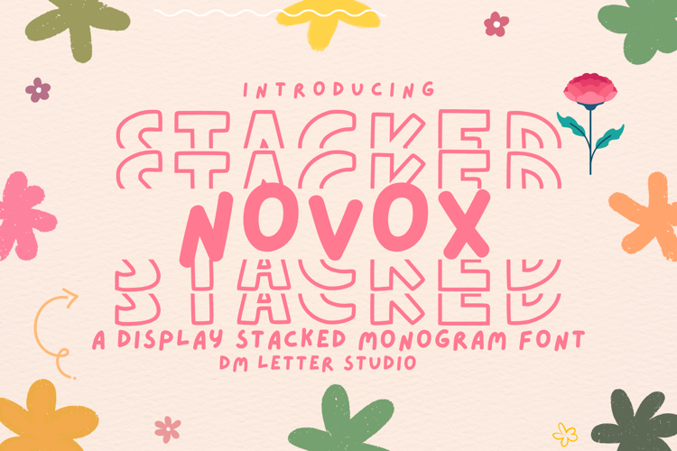 Preview of Novox Stacked Monogram Reguler Font