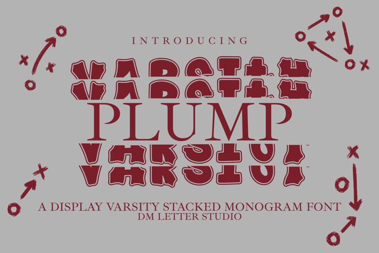 Preview of Plump Varsity Stacked Monogram Font