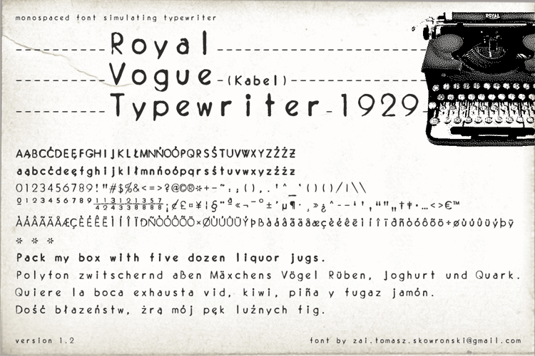 Royal Vogue Typewriter 1929 Font