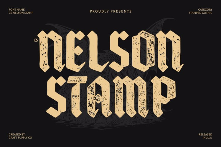 Preview of CS Nelson Stamp Font