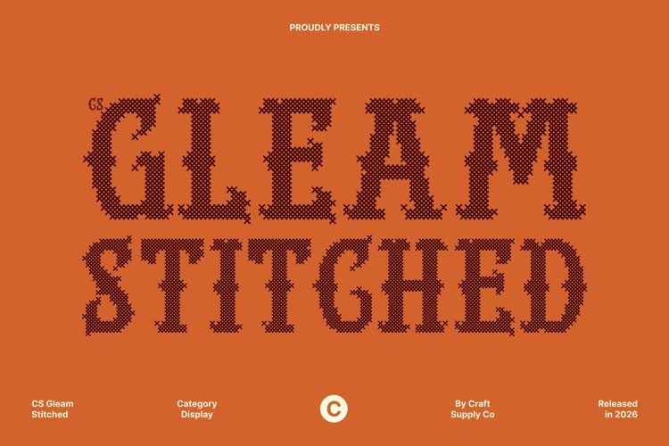 Preview of CS Gleam Stitched Font