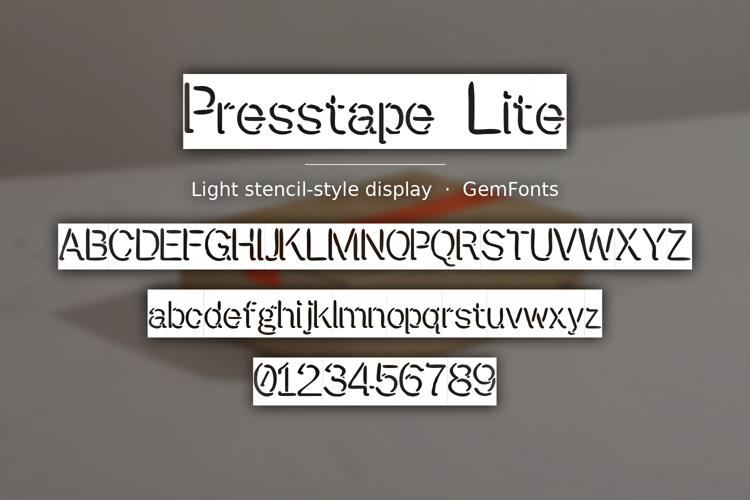 Preview of Presstape Lite Font