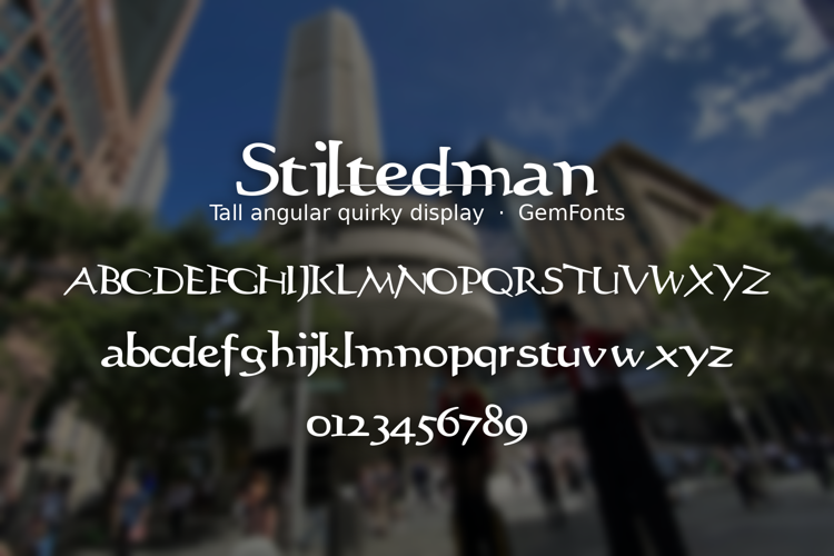Preview of Stiltedman Font