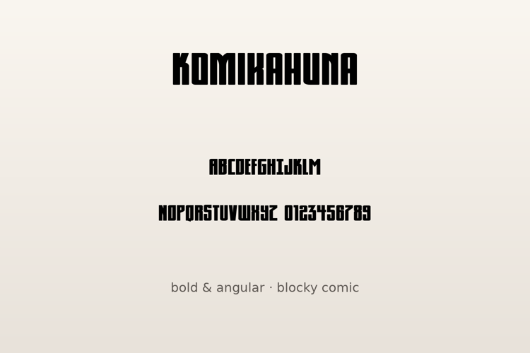 Preview of Komikahuna Font