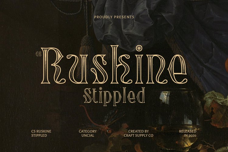 Preview of CS Ruskine Stippled Font