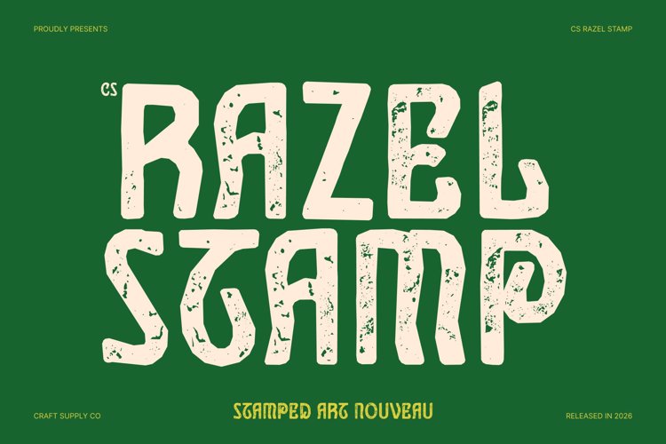 Preview of CS Razel Stamp Font