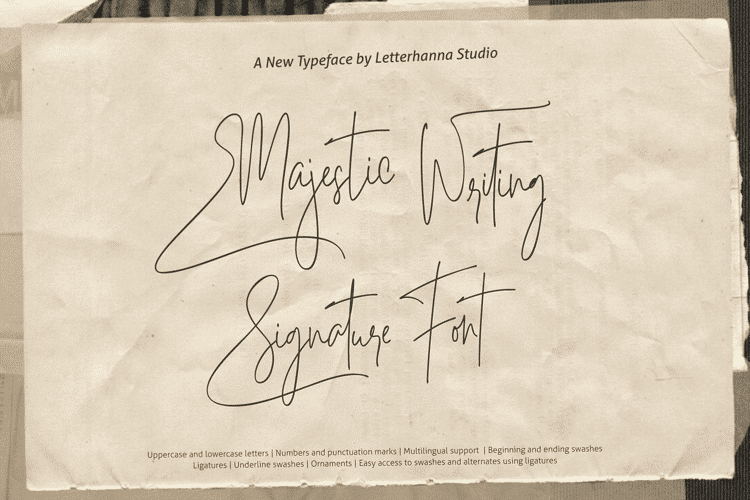 Preview of Majestic Writing Signature Font