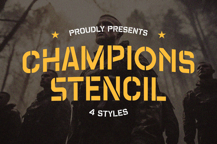 Preview of Champions Stencil Font