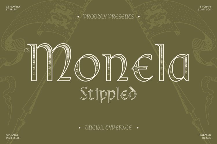 Preview of CS Monela Stippled Font