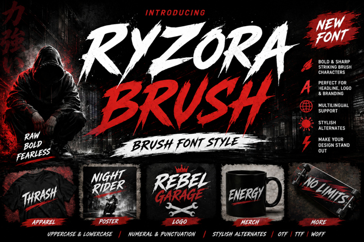 Preview of Ryzora Brush Font