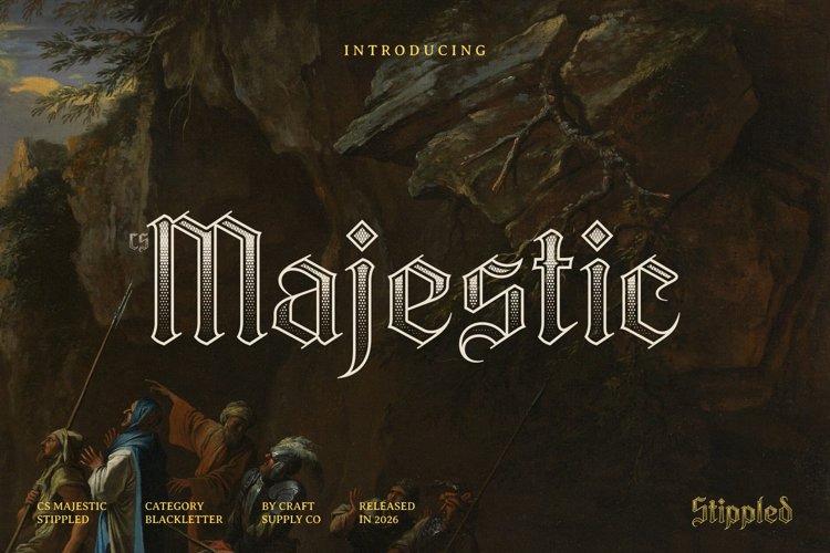 Preview of CS Majestic stippled Font