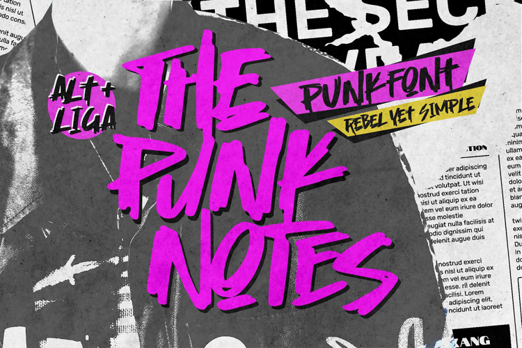 Preview of The Punk Notes Font