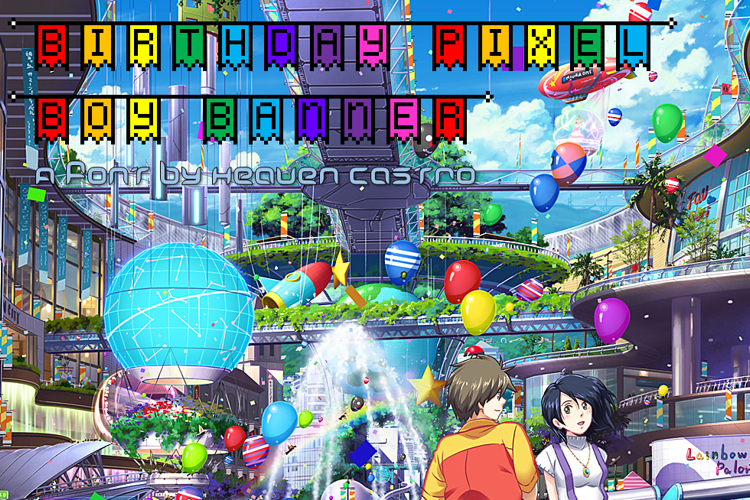 Preview of Birthday Pixel Boy Banner Font
