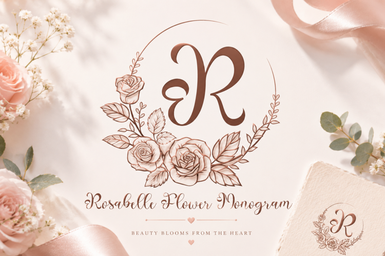 Preview of Rosabelle Flower Monogram Font