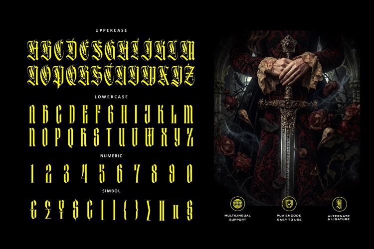 Preview of Mortal Blade Font